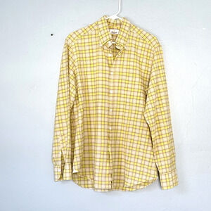 Gianetto Shirt Mens Large Yellow Green Pink Plaid Seersucker Preppy Italy